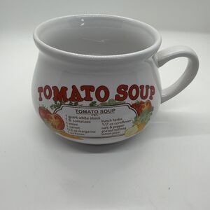 Vintage Tomato Soup Recipe Mug Ceramic Soup Bowl Retro Kitchen Decor